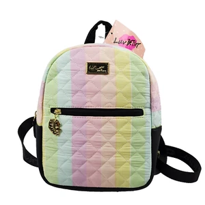 Betsey Johnson Quilted Multicolor Pastel Mini Backpack With Adjustable Straps - Picture 1 of 9