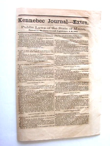 Original 1863 Civil War Content State Amendments Kennebuc Journal ME Newspaper - Picture 1 of 12