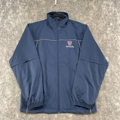 USTA Tennis Jacket Men XS Blue Windbreaker Nylon Mesh Lined Colorado Tiimberline Cover