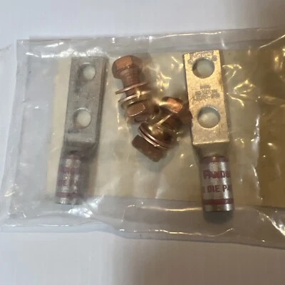 Panduit N 100 LCC1/0-12 Comp. Lug 2 Hole Long, With 2- 3/8-16-1 Inch Copper Plat - Image 1 of 4