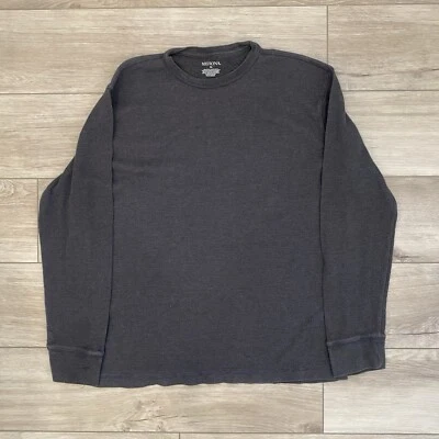 Camisa masculina Merona cinza escuro manga longa térmica waffle malha tamanho XL skatista grunge - Imagem 1 de 4