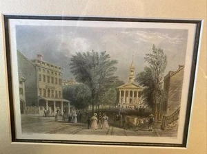 Antique 19th Century Engraving Print View Ballston Springs Ny W.H. Bartlett #61 - Picture 1 of 8