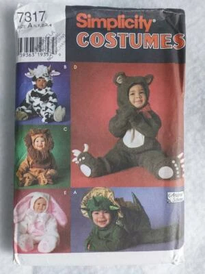 Simplicity 7317 Infant/Toddler Animals Costume Patterns Size 1/2,1,2,3,4    1996 - Image 1 of 2