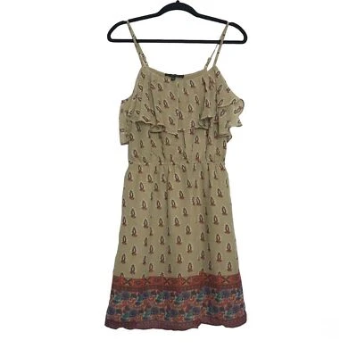 Vestido Jessica Simpson Para Mujer Y2K Cachemira Hombro Frío Volantes Talla S Marrón Boho Foto 1 de 4