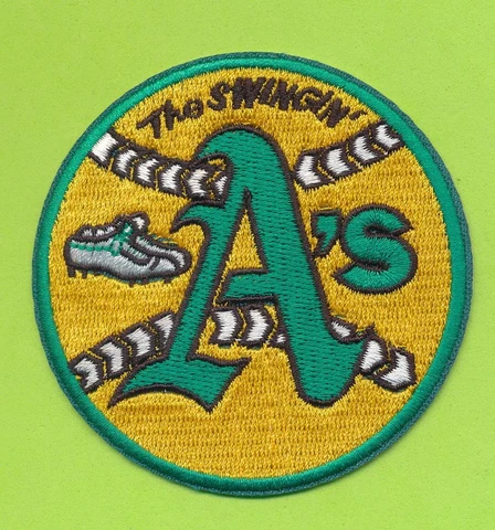 3-1/2"  Oakland Athletics  Swingin' A's Embroidered Iron On Patch 1972-74 Champs Cover