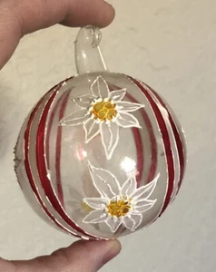 Vintage Hand Blown Glass & Hand Painted Christmas Tree Ornament  - Picture 1 of 8