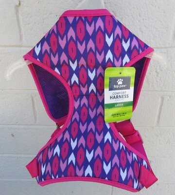 TOP PAW COMFORT Dog Harness Sz L Pink Purple Pattern Adjustable Girth 28-34" NWT - Image 1 of 4