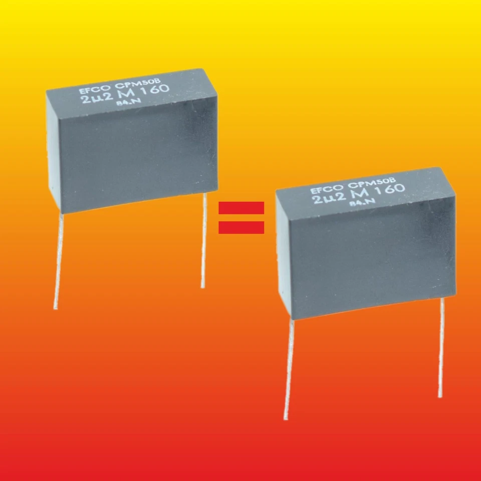 2.2 uF 160 V PAR EMPAREJADO CONDENSADORES RADIALES METALIZADOS POLIÉSTER EFCO CPM50B Foto 1 de 2