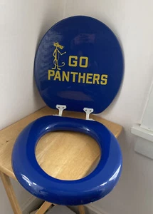 Pittsburgh Pitt Panthers NCAA Retro Vinyl Padded Blue Toilet Seat HTF Large Logo - Picture 1 of 10