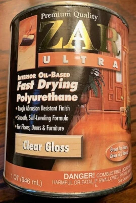 Cuarto de galón brillante transparente de poliuretano de secado rápido interior a base de aceite Zar Ultra 328 Foto 1 de 2