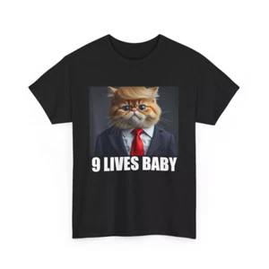 Cat Trump 9 Lives Baby T-Shirt, Funny Cat Trump 9 Lives Baby Tee Shirt - Picture 1 of 7