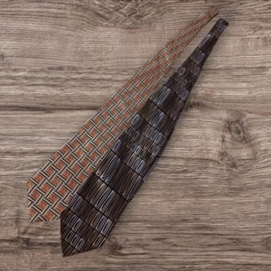 Pronto-uomo & Lanvin set of 2 ties abstract design silk necktie ties - Picture 1 of 7