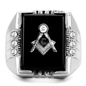 ANILLO MASÓNICO MASÓNICO PLATA CUADRADO NEGRO CRISTAL DE RODIO #2 TALLA 8 9 10 11 12 13  Foto 1 de 4