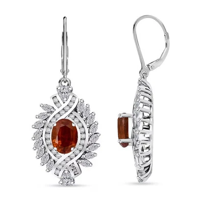 Tangerine Kyanite and White Zircon 6.60 ctw Twilight Crest Earrings in Rhodium - Image 1 of 4