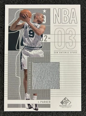 2002-03 UD SP Game Used #87 Tony Parker San Antonio Spurs Game Used Jersey - Image 1 of 2