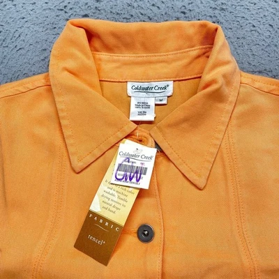Chaqueta Coldwater Creek Mujer Mediana Naranja Botón Columpio Bolsillos Manga Larga NUEVA Foto 1 de 4