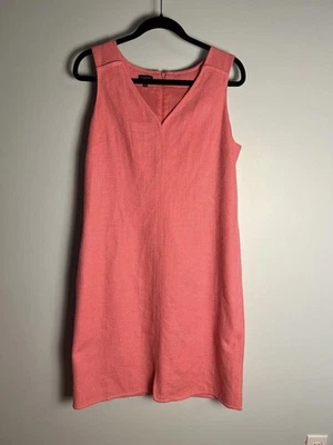 Talbots Sheath Dress Barbie Pink Tweed V-Neck Pockets Lined Sleeveless Size 12  - Image 1 of 4