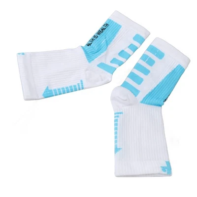 (White And Blue)Compression Heel Sleeve For Athlete Stable Ankle Elastic Heel - Image 1 of 4