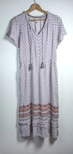 Maxi Vestido Knox Rosa Talla Grande En Niveles Boho Hippie Campesino Verano Hadas Borla - Imagen 1 de 13