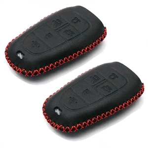 2Pcs Black Leather For 2020 2021 2022 2023 Hyundai Sonata 5 Buttons Key Case Fob - Picture 1 of 5