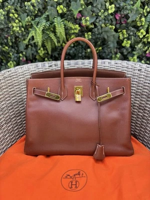 Auténtico Hermes Birkin 35 Marrón Oscuro Veau Grano Couchevel Cuero GHW Foto 1 de 4