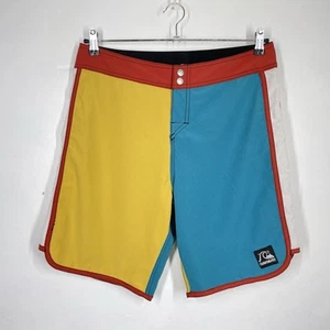 Quiksilver Board Shorts Mens W33* M Blue Mustard Multi Colour Stretch Surf Swim - Picture 1 of 14