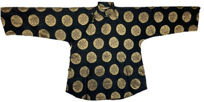 Antique Black Silk Qipao Cloud Medallion Jacket Qing -  ROC 20s 30s Robe Chinese - Image 1 of 4