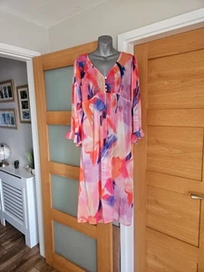 River Island Multi Coloured Cover Up Sheer Long Shirt Dress Top Size Uk 14 - Picture 1 of 6