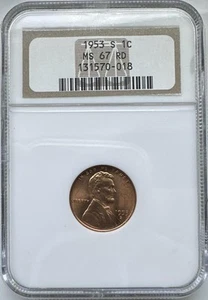 1953-S Lincoln Cent MS67RD NGC (#PA131570018) - Picture 1 of 2