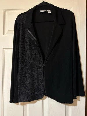 Chico’s Travelers Women's Size XL Black Single Button Cardigan Minimalist Office - Image 1 of 4