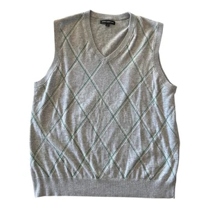 Express Design Studio Gray Plaid Argyle Sweater Vest Men Lge - Picture 1 of 6