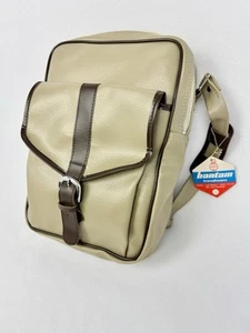 Vintage Bantam Travelware Schultertasche hellbraun & braun Leder Metallreißverschluss NEU mit Etikett - Bild 1 von 10