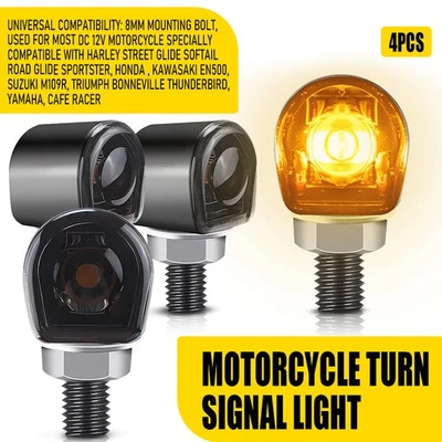 4 piezas Mini motocicleta ámbar LED señales de giro luz negro brillante universal EOA Foto 1 de 4