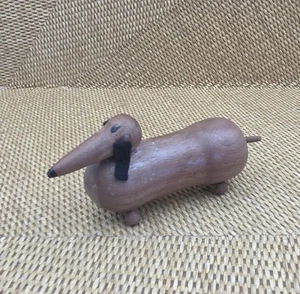 Hand Carved Lathed Wooden Dachshund Weiner Dog Puppy Shelf Decor One Of A Kind - Picture 1 of 9