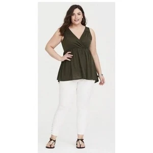 Torrid Surplice Babydoll Tanktop olivgrün Gr. 2 (18/20) V-Ausschnitt - Bild 1 von 13