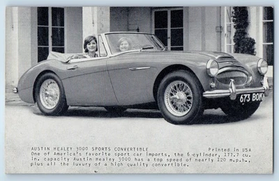 Austin Healey 3000 Sports Convertible Car Imports Top Speed Vintage Postcard - Image 1 of 2