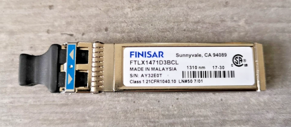 1X Finisar FTLX1471D3BCL 10Gb LR 1310NM 10KM SFP+ Transceiver 10000BaseLC Single - Image 1 of 1