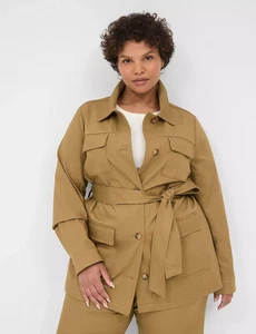 NEW LANE BRYANT $120 OLIVE DOBBY BELTED JACKET SZ 14 - Picture 1 of 3
