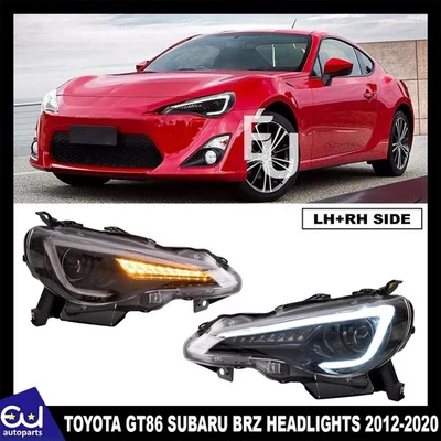 HEADLIGHTS LAMP FOR TOYOTA GT86 SUBARU BRZ LED SEQUENTIAL INDICATOR LH+RH 12-20 - Image 1 of 4