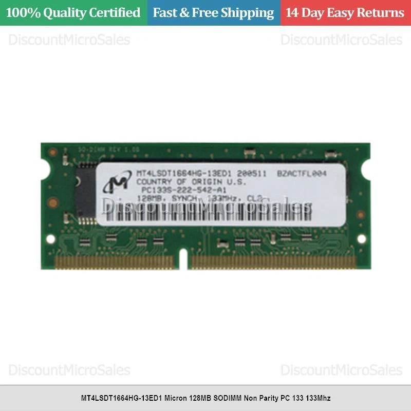 MT4LSDT1664HG-13ED1 Micron 128MB SODIMM Non Parity PC 133 133Mhz - Image 1 of 1