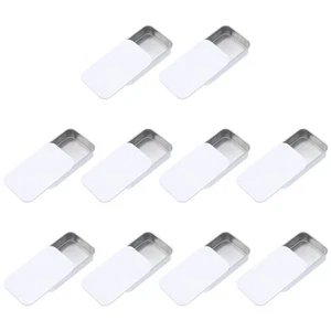 10Pcs Slide Top Tin Containers, 3"x2"x0.6" Mini Metal Empty Tins Box, White - Picture 1 of 7