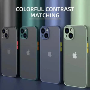 Custodia Antiurto Opaca In Silicone E PC Per IPhone 16 15 14 13 12 11 Pro - Foto 1 di 13