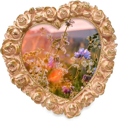 Isaac Jacobs 5x5 Rosa con Oro Corazón Forma Rosa Borde 5x5,  Foto 1 de 4