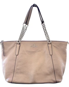 Borsa Coach Ava catena tote borsetta borsetta pelle metallizzata oro rosa ciottoli - Foto 1 di 15