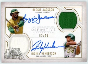 Reggie Jackson Rickey Henderson 2019 Definitive Jersey Autograph Card DARJH 3/15 - Picture 1 of 2