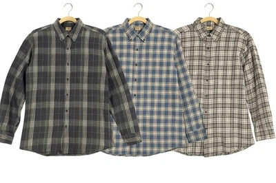 Vintage 3 L.L. Lote de camisas de franela a cuadros Bean para hombre talla grande 100 % algodón Foto 1 de 4