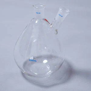 2000 ml Laborglas 2-Hals Auberginenform Flachboden / Rundboden 24/40  - Bild 1 von 11