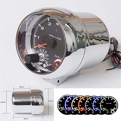 Tacho Gauge Electric Black Face 3.75" Multi Colour Tachometer 12V Petrol Vehicle - image 1 of 4