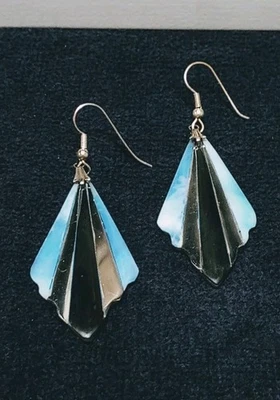 Pendientes De Colección Años 80 Art Deco Artesano Tallado MADRE PERLA Preciosa CALIDAD Concha Foto 1 de 4