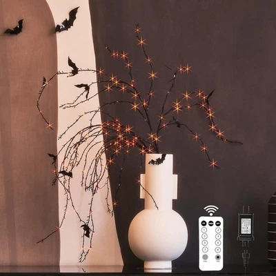 Halloween Tree Branches with Lights 43 in 180 Orange and Warm White Fairy Lights - Image 1 of 3